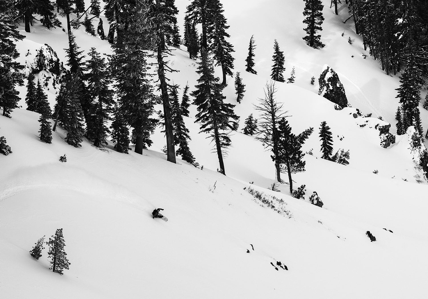 Korua Transition Finder Split Snowboard in snowy landscape, showcasing its splitboard design and durable construction for backcountry snowboarding.