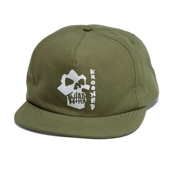 Krooked Adjustable Skulls Snap Back in olive