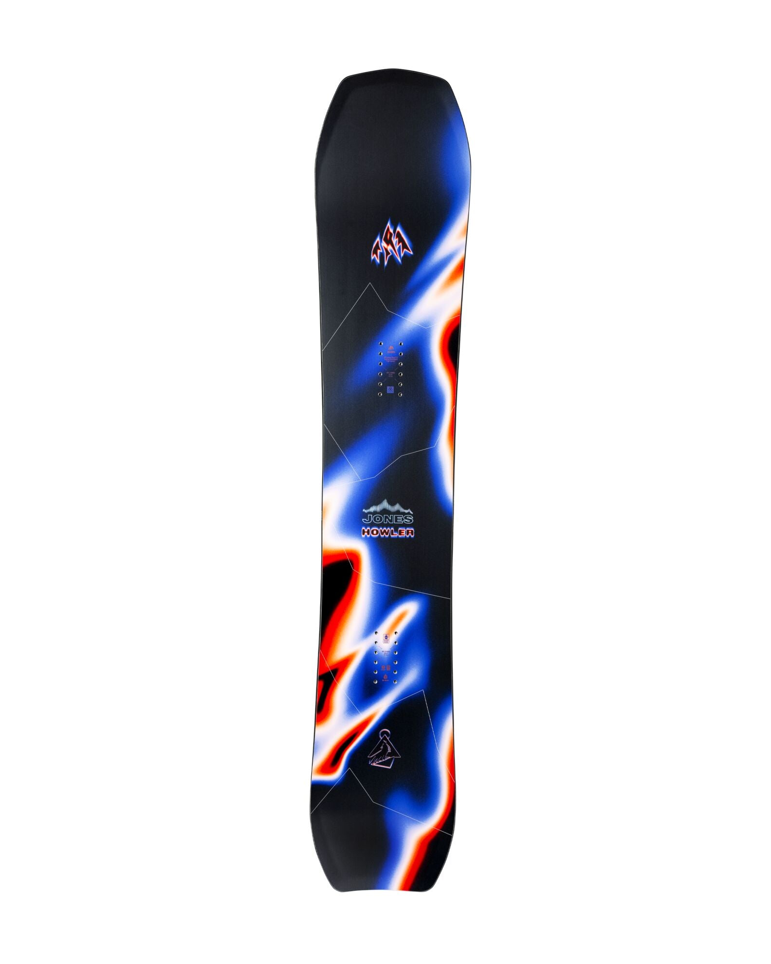 Jones men's Howler snowboard 2027, shown in a snow-covered landscape, with a sleek design and durable construction.
