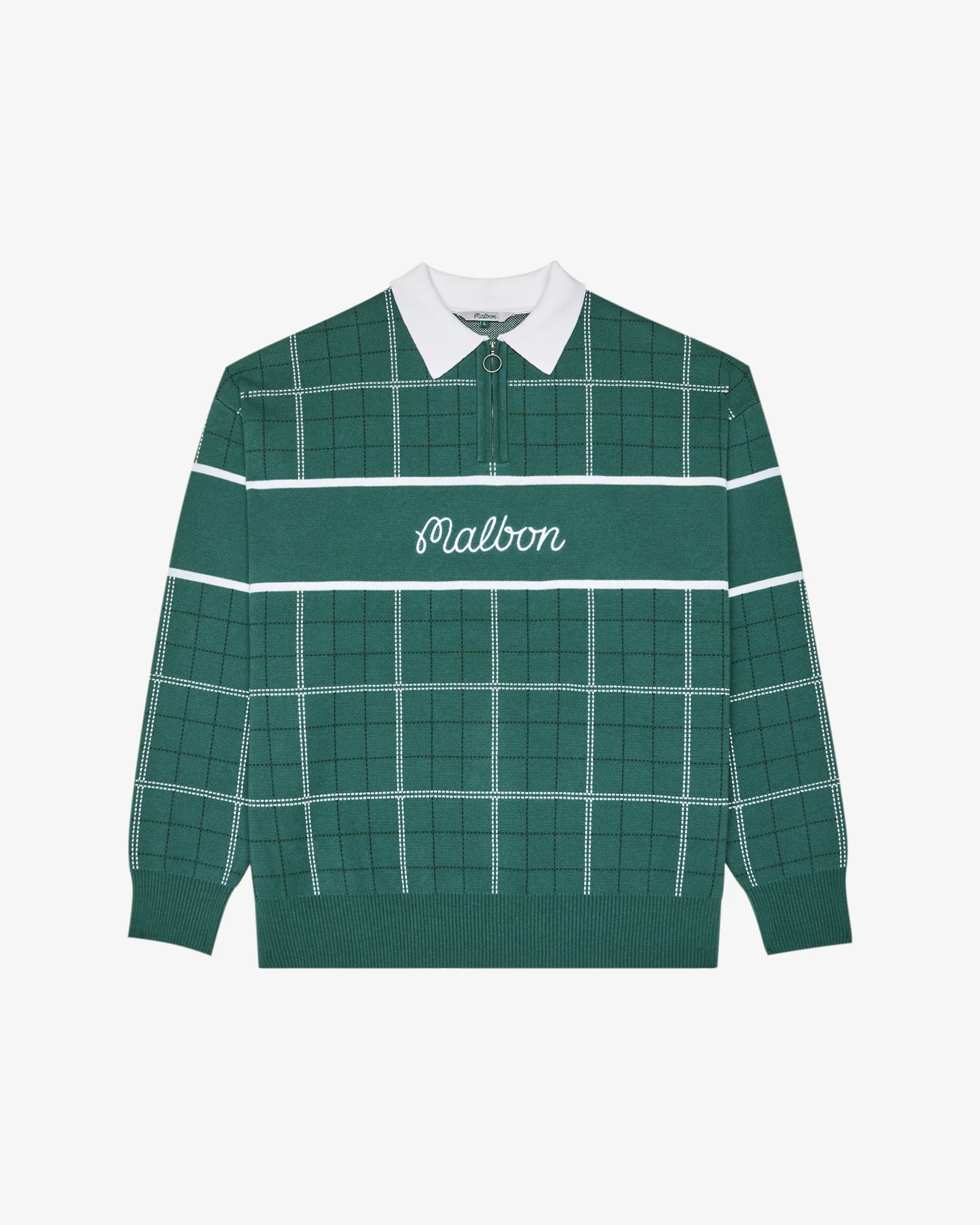 Malbon Bennett Plaid Sweater in Hunter Green