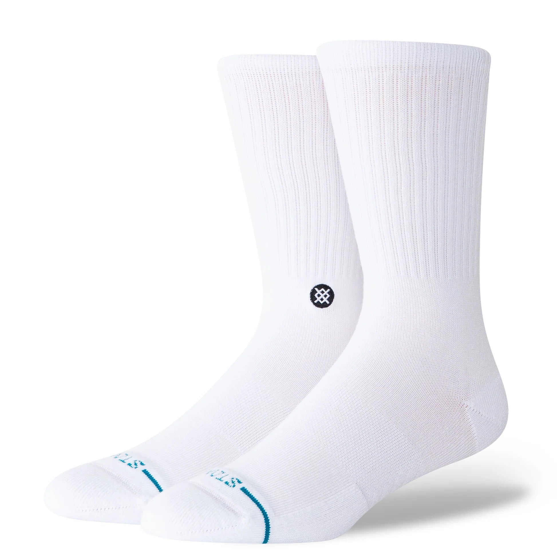 Men's Stance Icon Sock featuring bold black and white design with the Stance logo, comfortable and stylish for everyday wear.