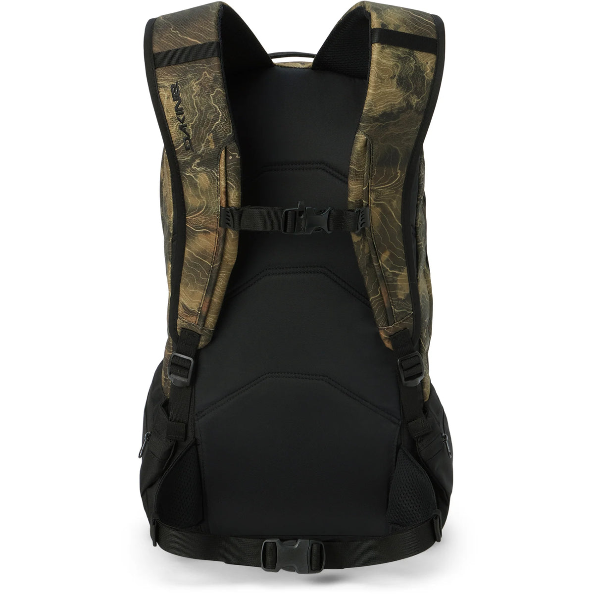 Dakine Mission Pro 25L backpack for men in Earth Topo design, featuring multiple compartments and durable hiking backpack straps.