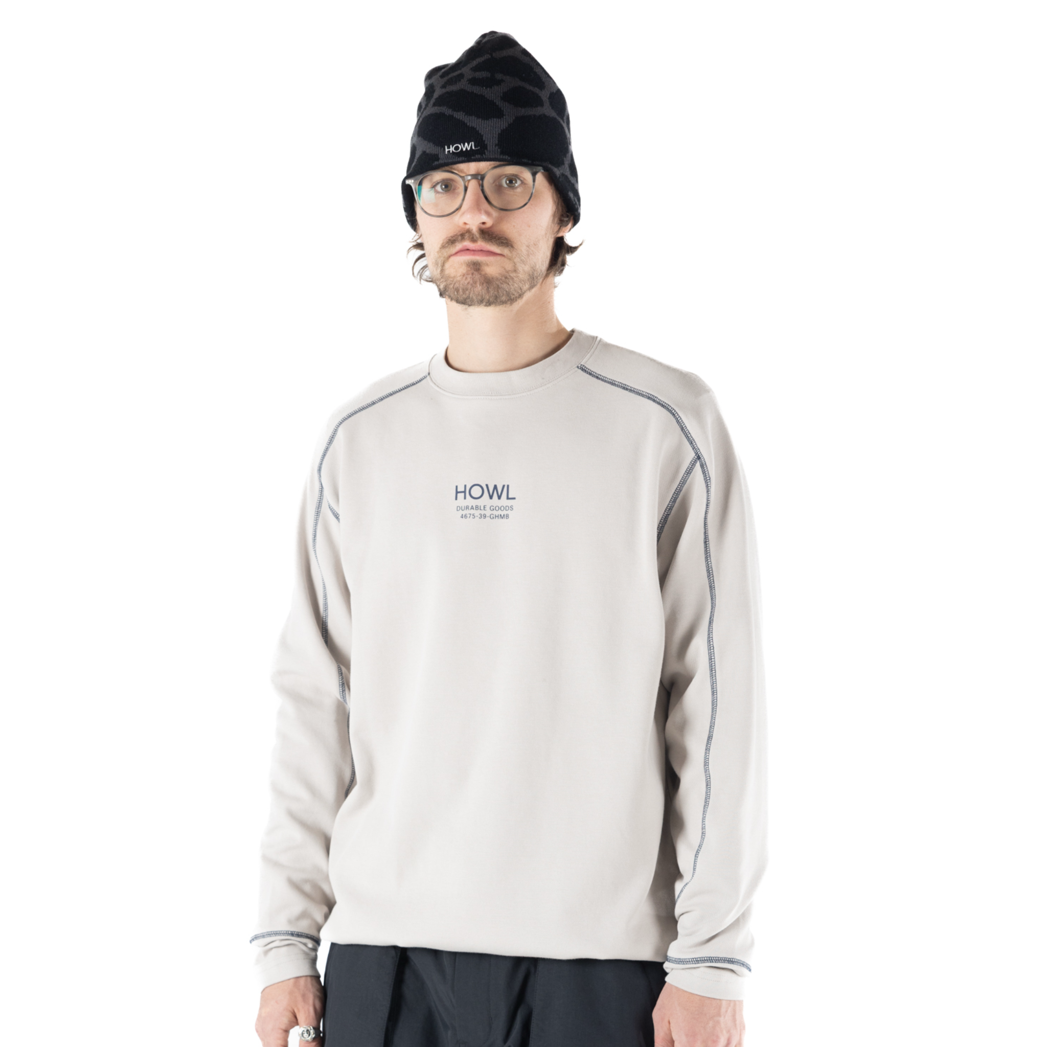 Howl Howl Midweight Crew for men and women, soft knit fabric, in a neutral color, designed for comfort and everyday wear
