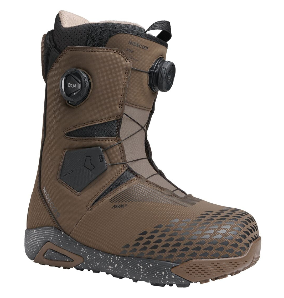 Nidecker Altai men's brown snowboard boots for snowboarding, shown in a low-resolution image.