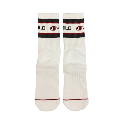 Milosport Team 3 Authentic Crew Socks in White, Charcoal and Burgundy - M I L O S P O R T