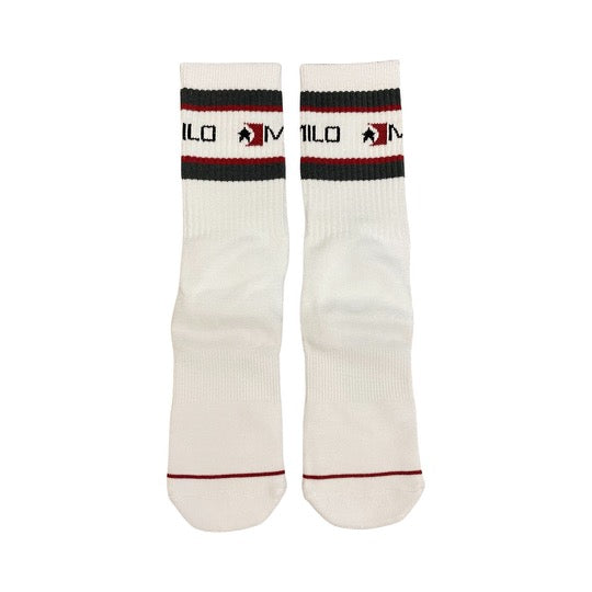 Milosport Team 3 Authentic Crew Socks in White, Charcoal and Burgundy