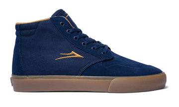 Lakai Riley 3 High Skate Shoe in Navy and Gum Suede