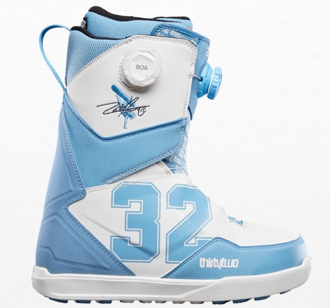 32 (Thirty Two) Lashed Double Boa Powell Quick Strike Snowboard Boots in Blue and White 2024