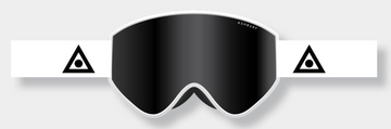 Ashbury A12 White Triangle Snow Goggle with a Dark Smoke Lens and a Spare Yellow Lens