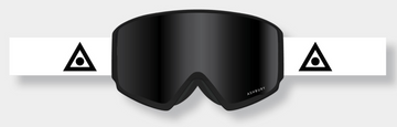 Ashbury Arrow White Triangle Snow Goggle with a Dark Smoke Lens and a Spare Yellow Lens