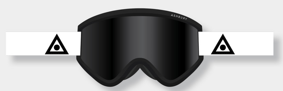 Ashbury Blackbird White Triangle Snow Goggle with a Dark Smoke Lens and a Spare Yellow Lens