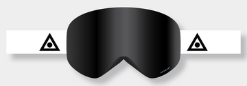 Ashbury Hornet White Triangle Snow Goggle with a Dark Smoke Lens and a Spare Yellow Lens