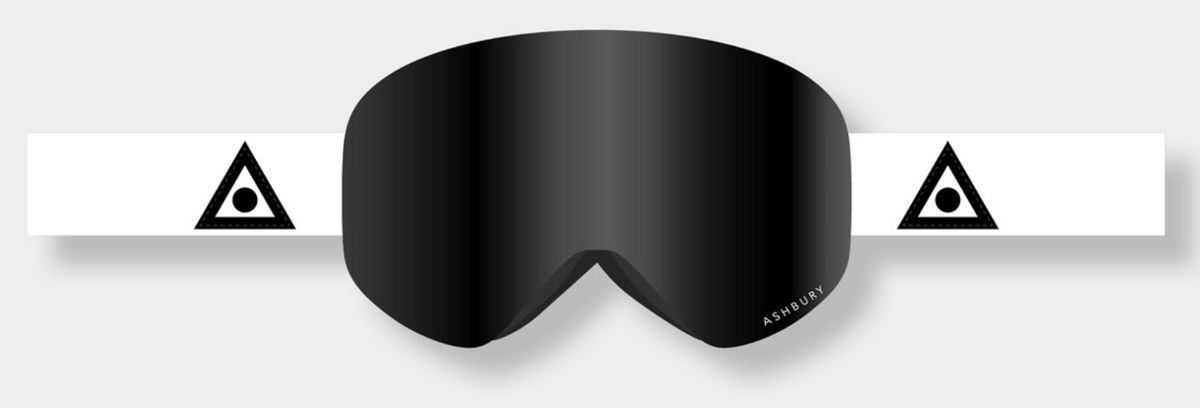 The Ashbury Sonic White Triangle Snow Goggle with a Dark Smoke