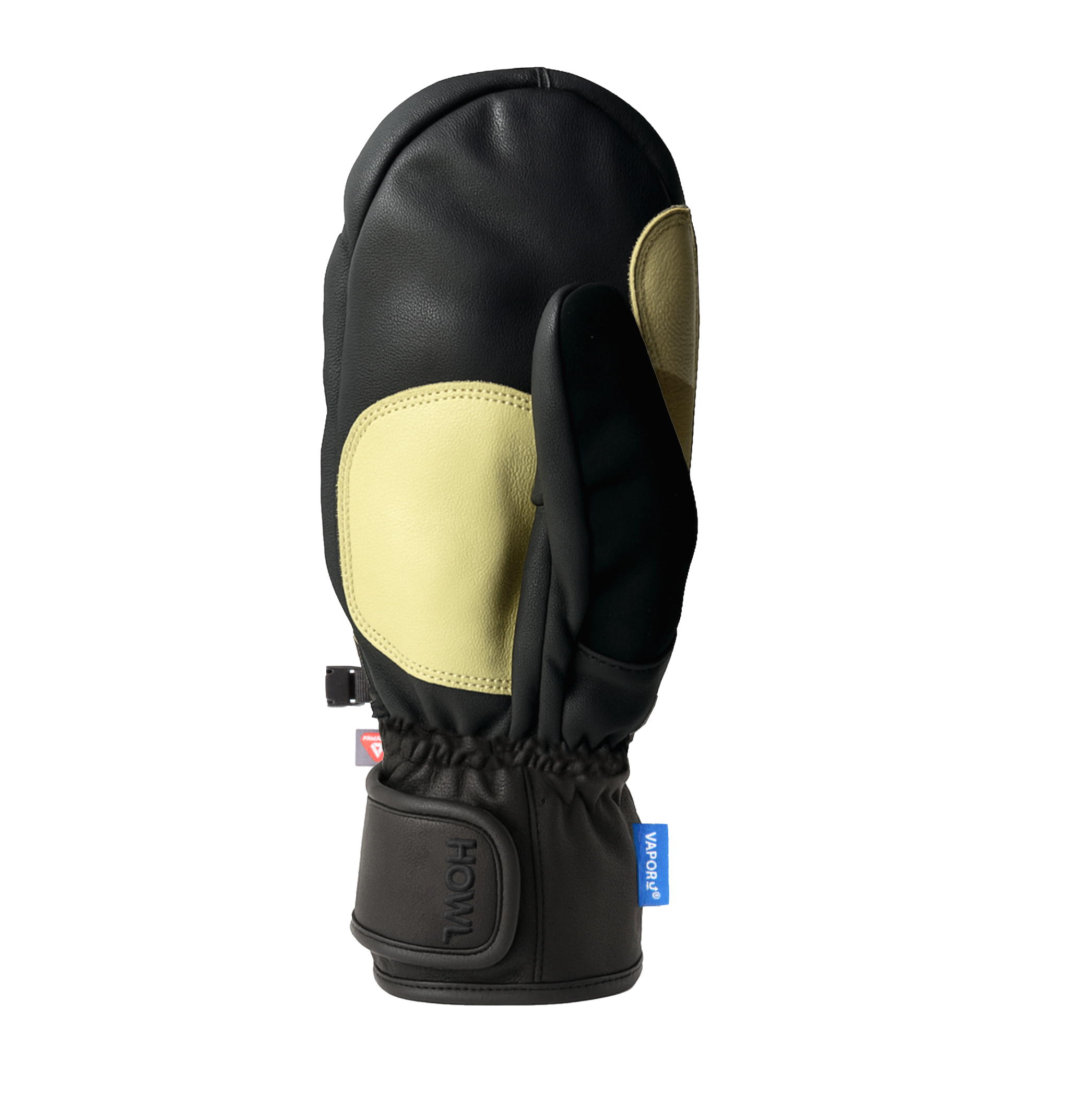 Black Howl Sexton Mitt for men and women, showing the back side with textured material and branded logo detail.