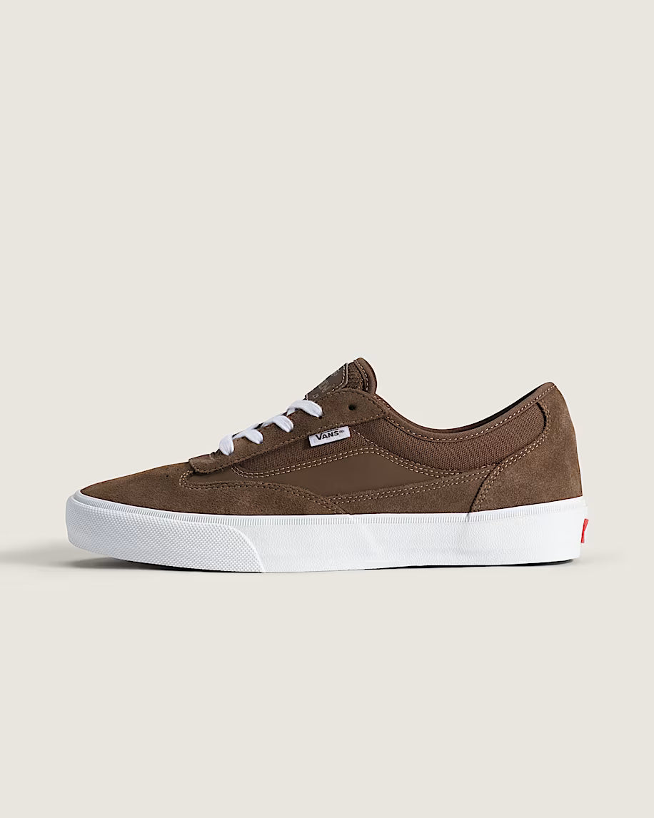 Vans Skate Curren Caples Shoe in vintage cocoa color, showcasing the casual skate shoe with suede and canvas details.