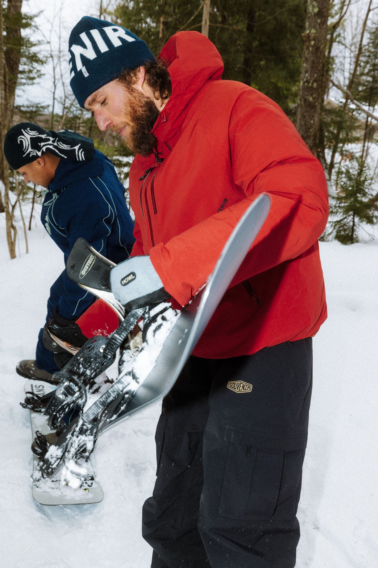Red Souvenir Snowboard Parka 2026 with Barn design, featuring a warm, insulated winter jacket for snowboarding and outdoor activities.
