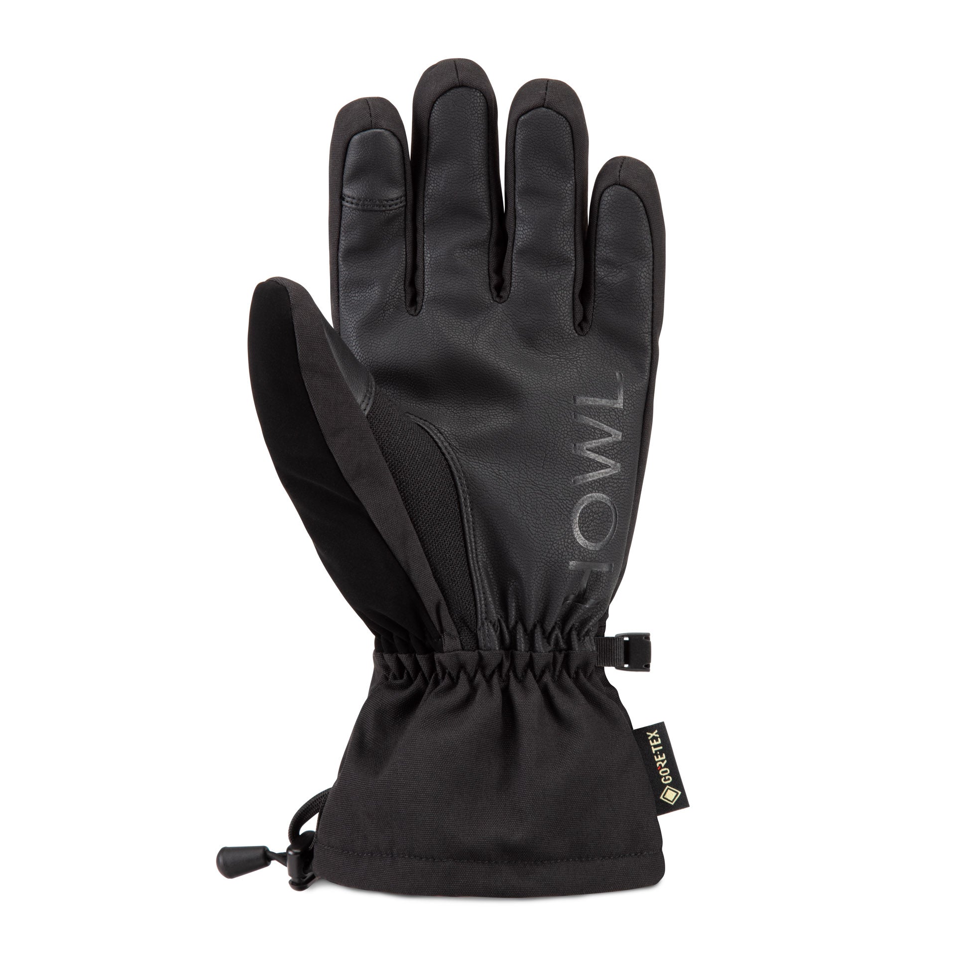 Black Howl Team Gore-Tex glove for men and women, showing the back and left side, designed for weather-resistant outdoor use.