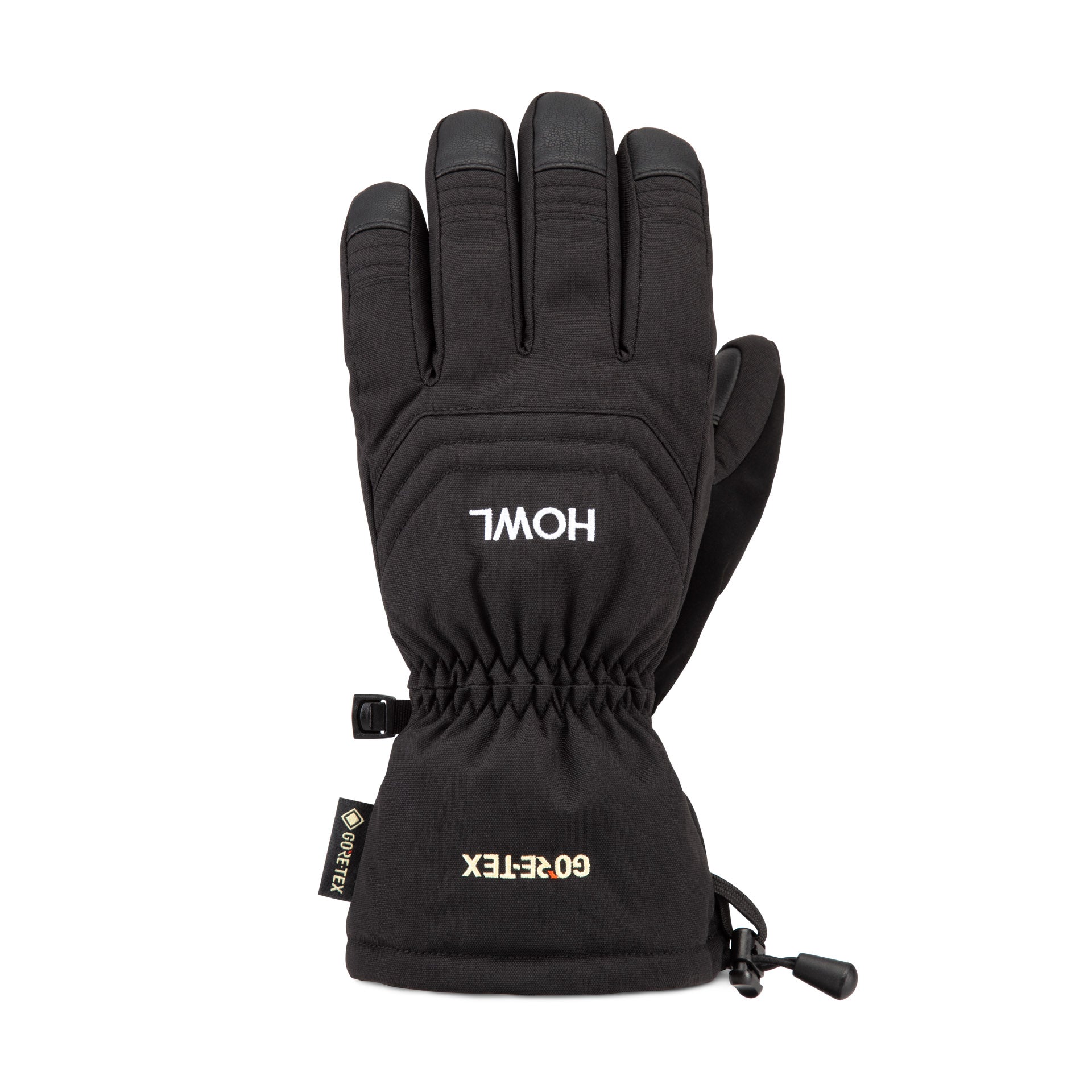 Black Howl Team Gore-Tex glove for men and women, showing the front left side with durable waterproof material and glove details.