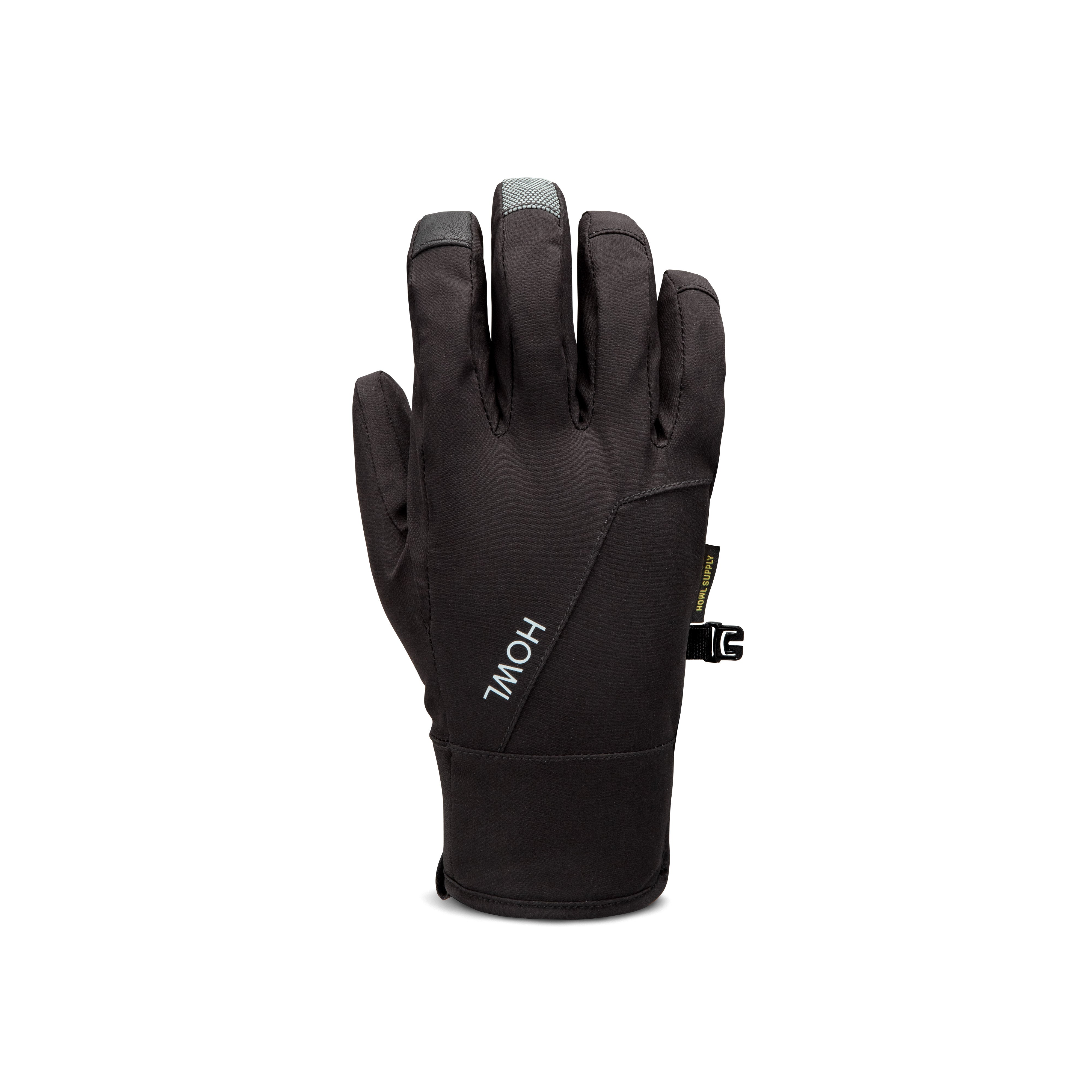Black Howl Tech Glove 2027 for men and women, showing the right-hand side with detailed fabric and design features.