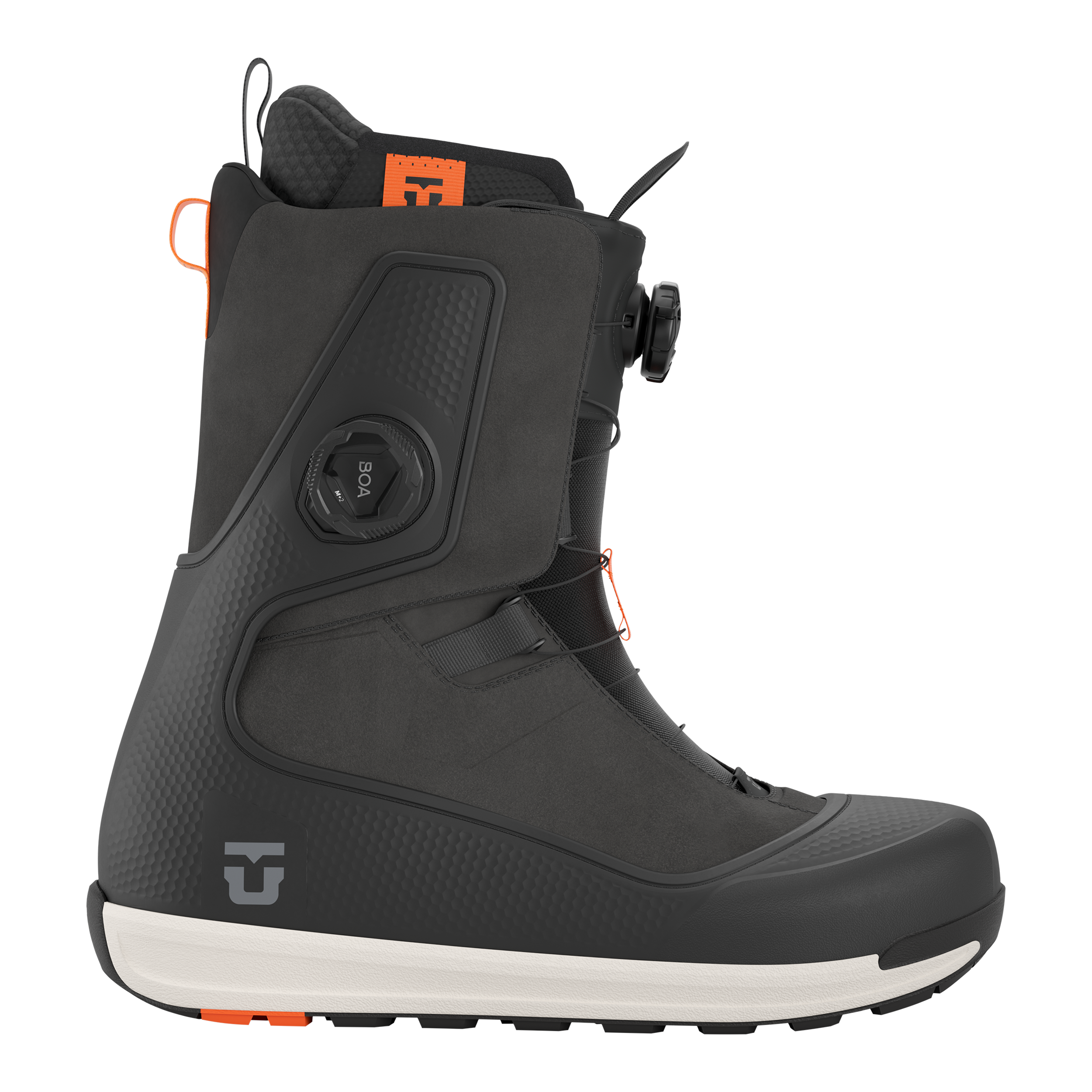 Union Reset Snowboard Boot 2027 in black, showing side view with laces and padded ankle support for snowboarding.
