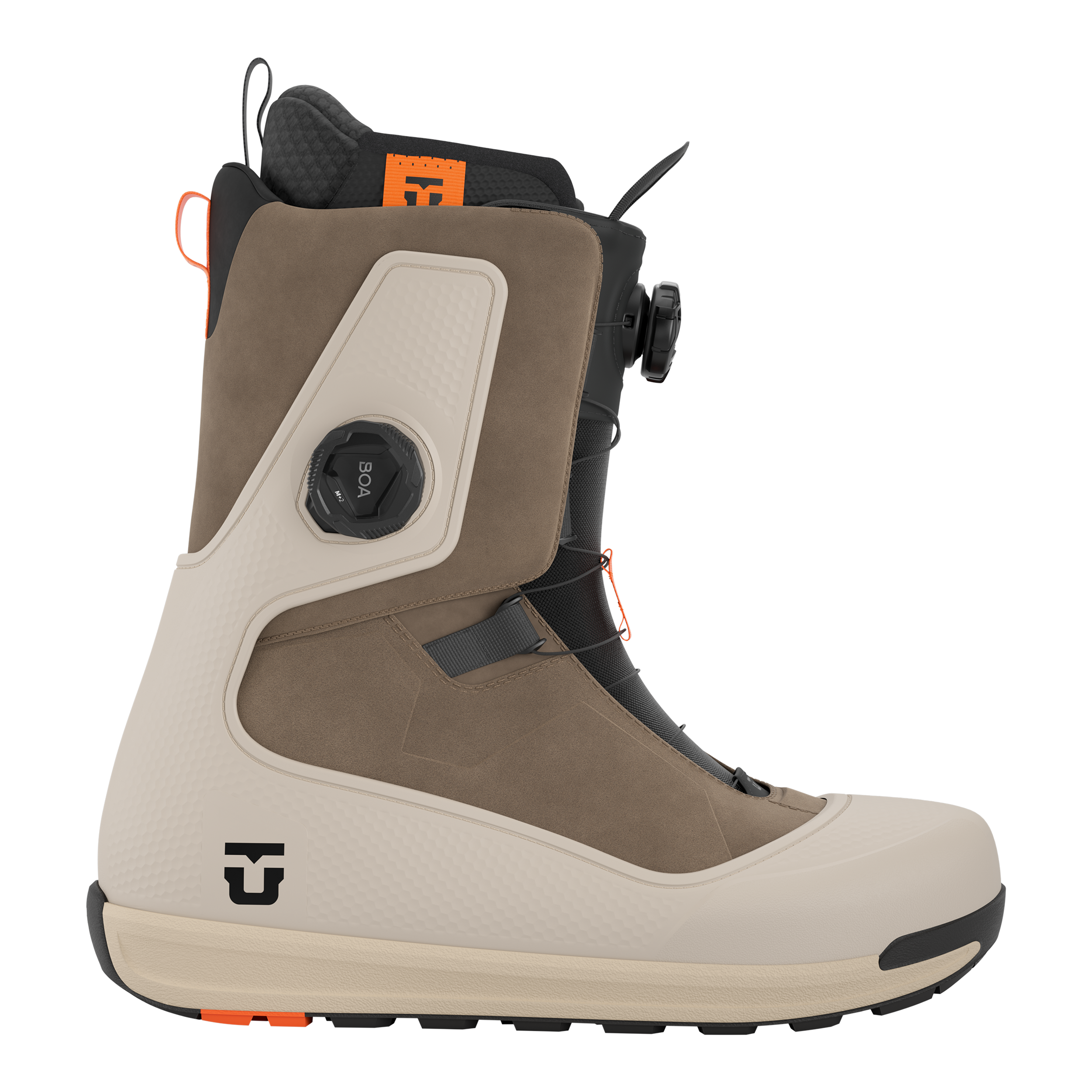 Union Reset Snowboard Boot 2027, side view showing black and white snowboard boot with Union branding on a snowy background