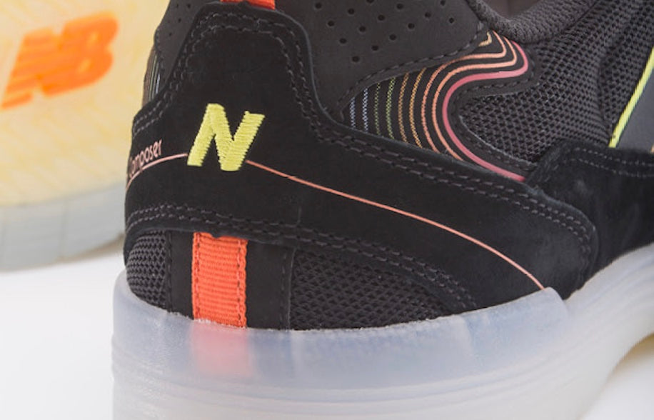 New Balance Numeric 808 Lite Tiago Roland Skate Shoe in Black Orange and Ice Rhythm Composer - M I L O S P O R T