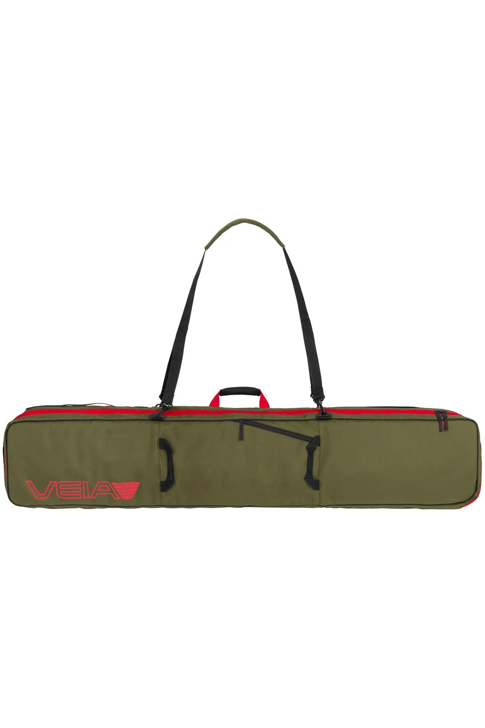 Veia Explorer wheeled snowboard bag shown from the front black travel luggage case
