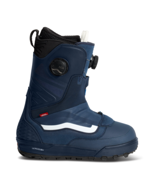 Vans Verse men's snowboard boot showing blue and gray design with laces and padded ankle support in teh blue blake paul color