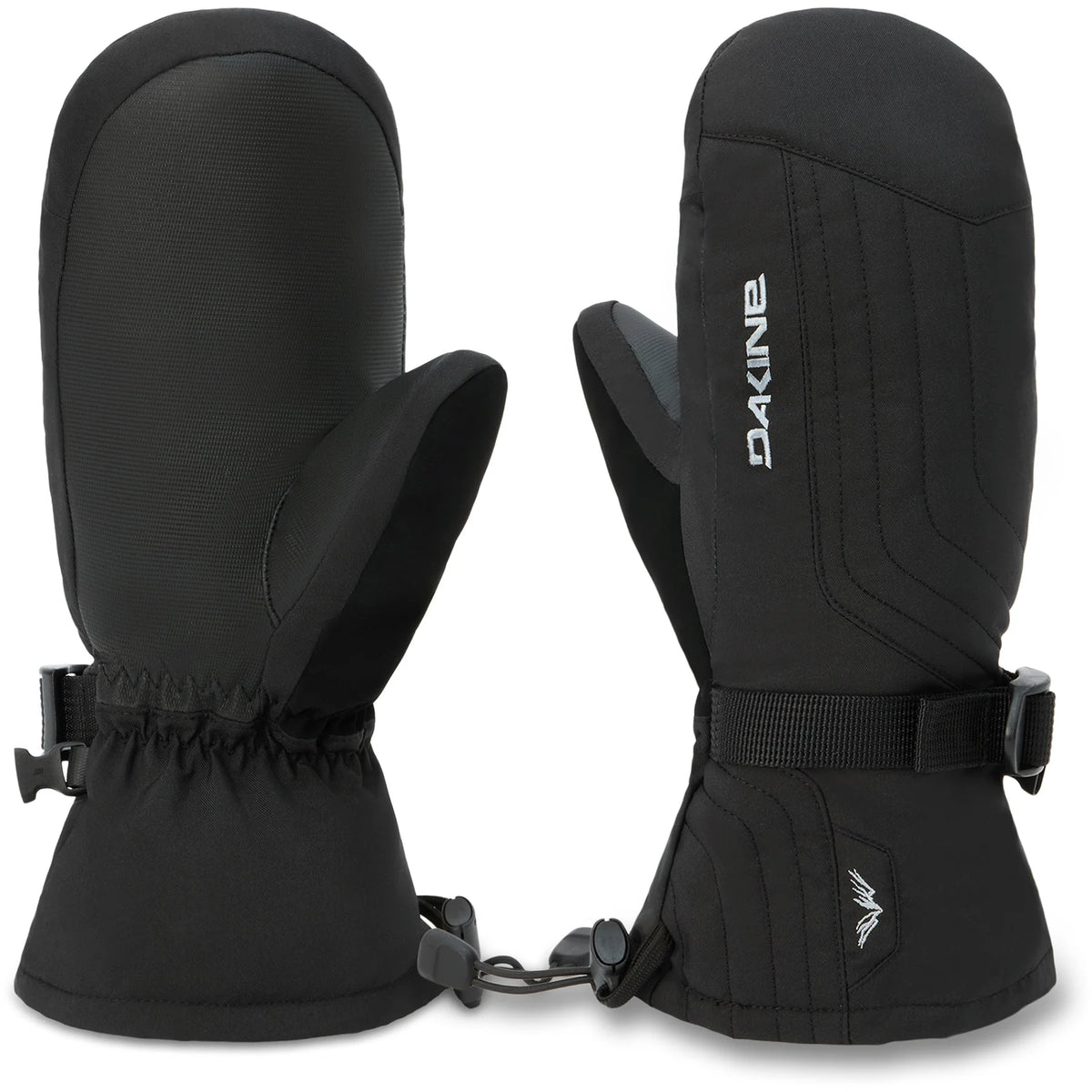 Dakine Womens Camino 2.0 Mitt in black, winter gloves for women, showing the insulated mitts with a textured grip surface.