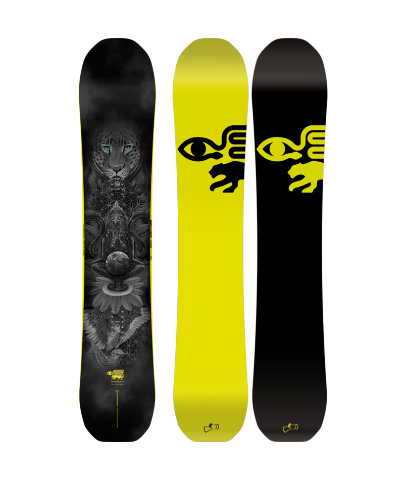 Capita Matriarch snowboard for women, designed for snowboarding, with a sleek black and white graphic pattern on top.