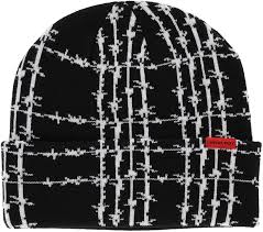 Corduroy Barbed Plaid Beanie