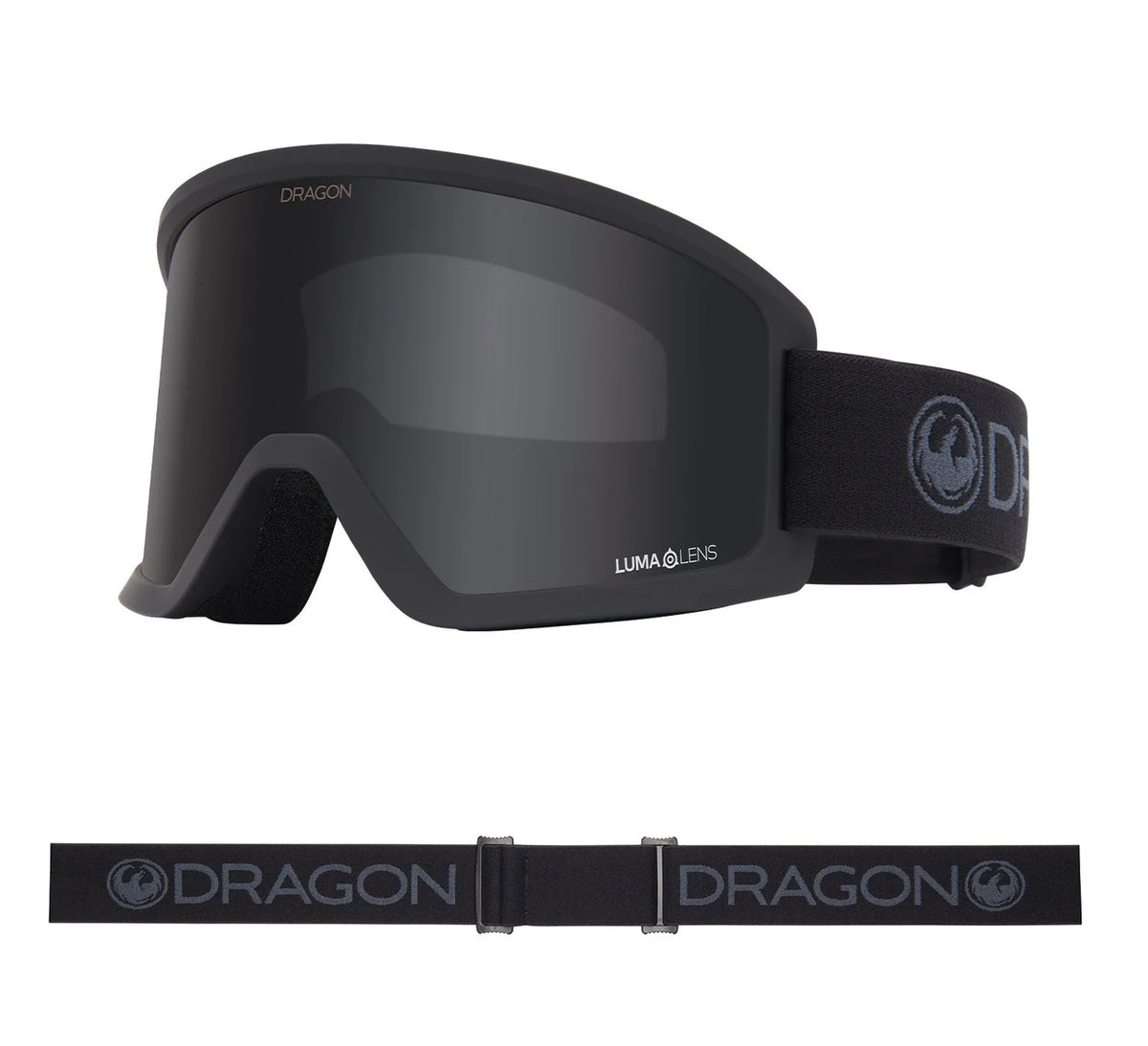 Dragon DX3 L Snow Goggle in blackout with adjustable strap and tinted lens, designed for winter snow sports.
