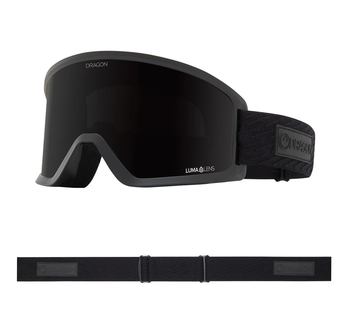 Dragon DX3 PLUS Snow Goggle in Midnight with OTG design, featuring adjustable strap and anti-fog lens for winter snow sports.