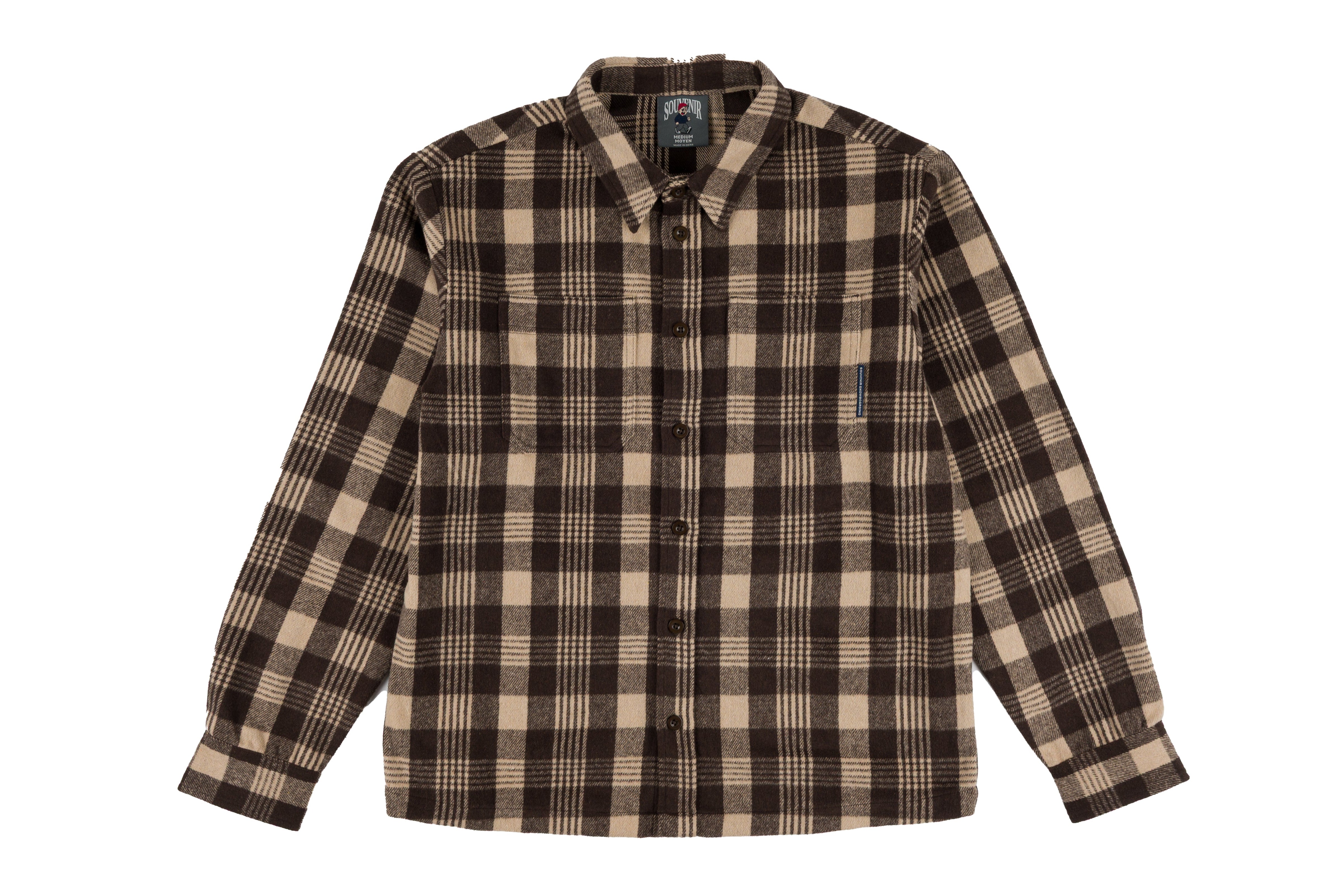 Souvenir heavyweight flannel shirt for men and women, featuring a cozy plaid design in vibrant colors.