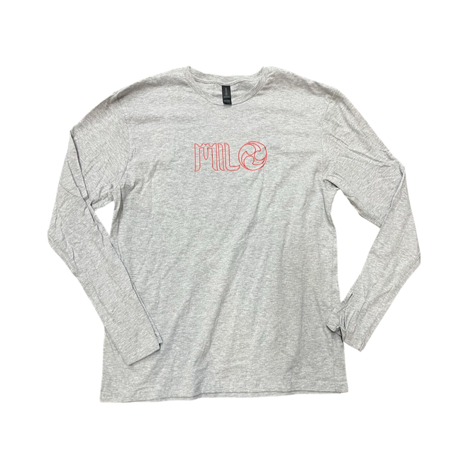 Milosport Ronin Logo Long Sleeve T Shirt in Grey and Red - M I L O S P O R T