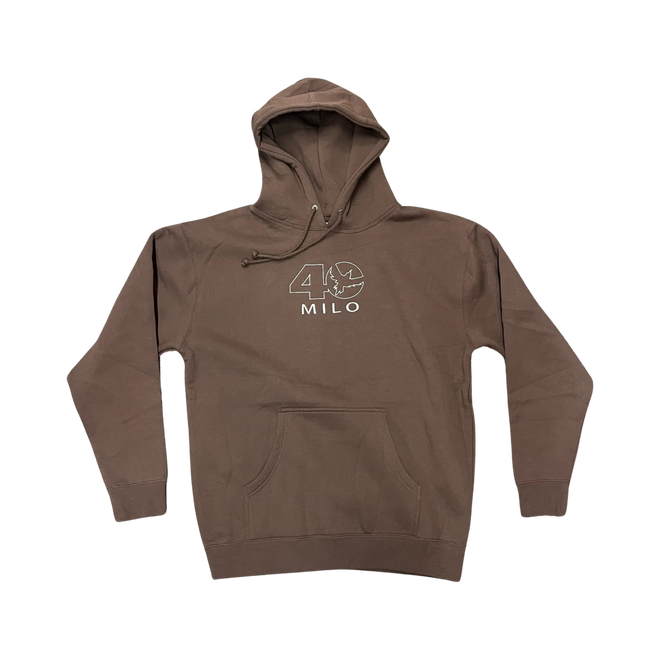 Milosport Celebrating 40 Years Heavyweight Hoodie in Chocolate and Silver - M I L O S P O R T