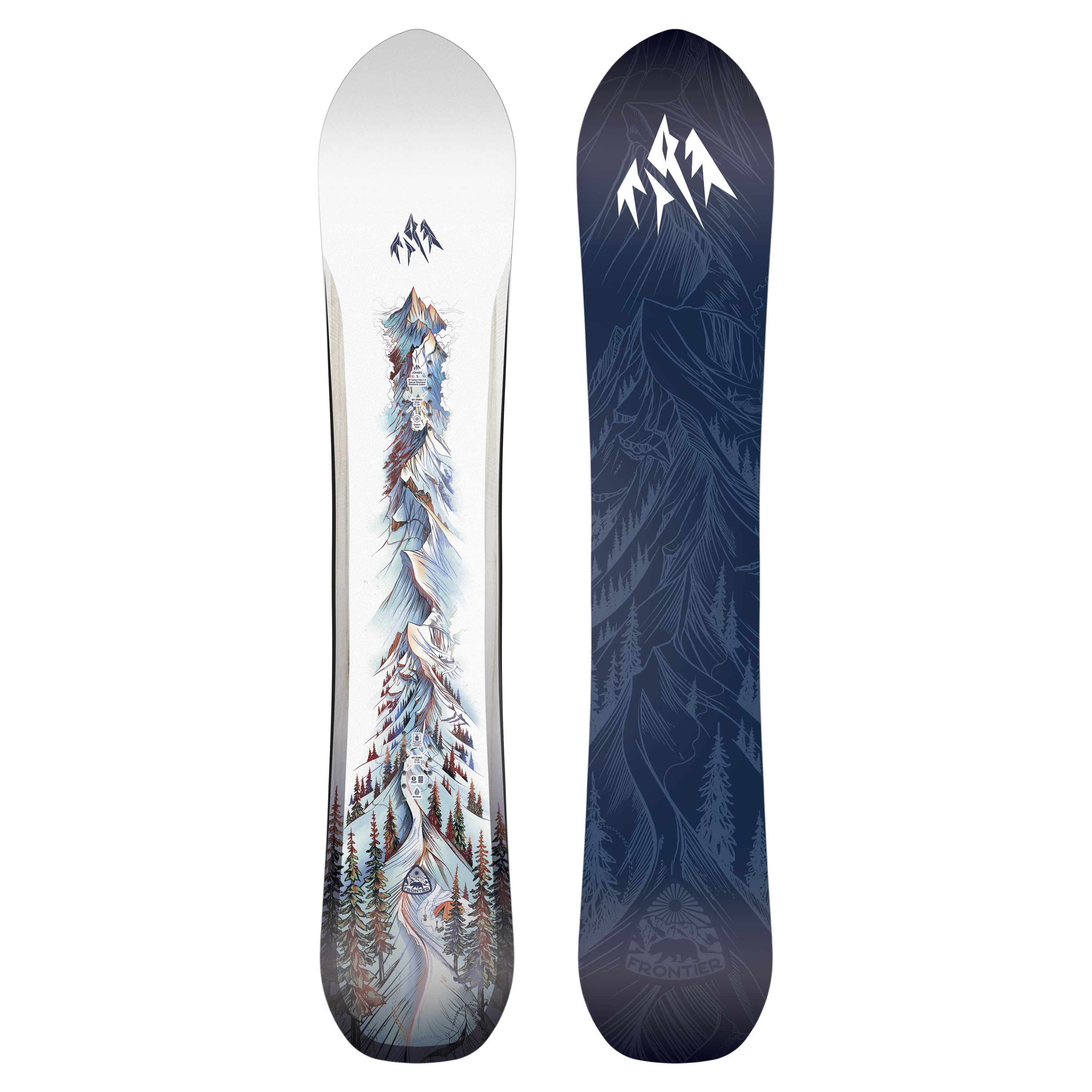 Jones Men's Frontier 2 Snowboard 2027, snowboarding equipment with a sleek design, suitable for all-mountain riding.