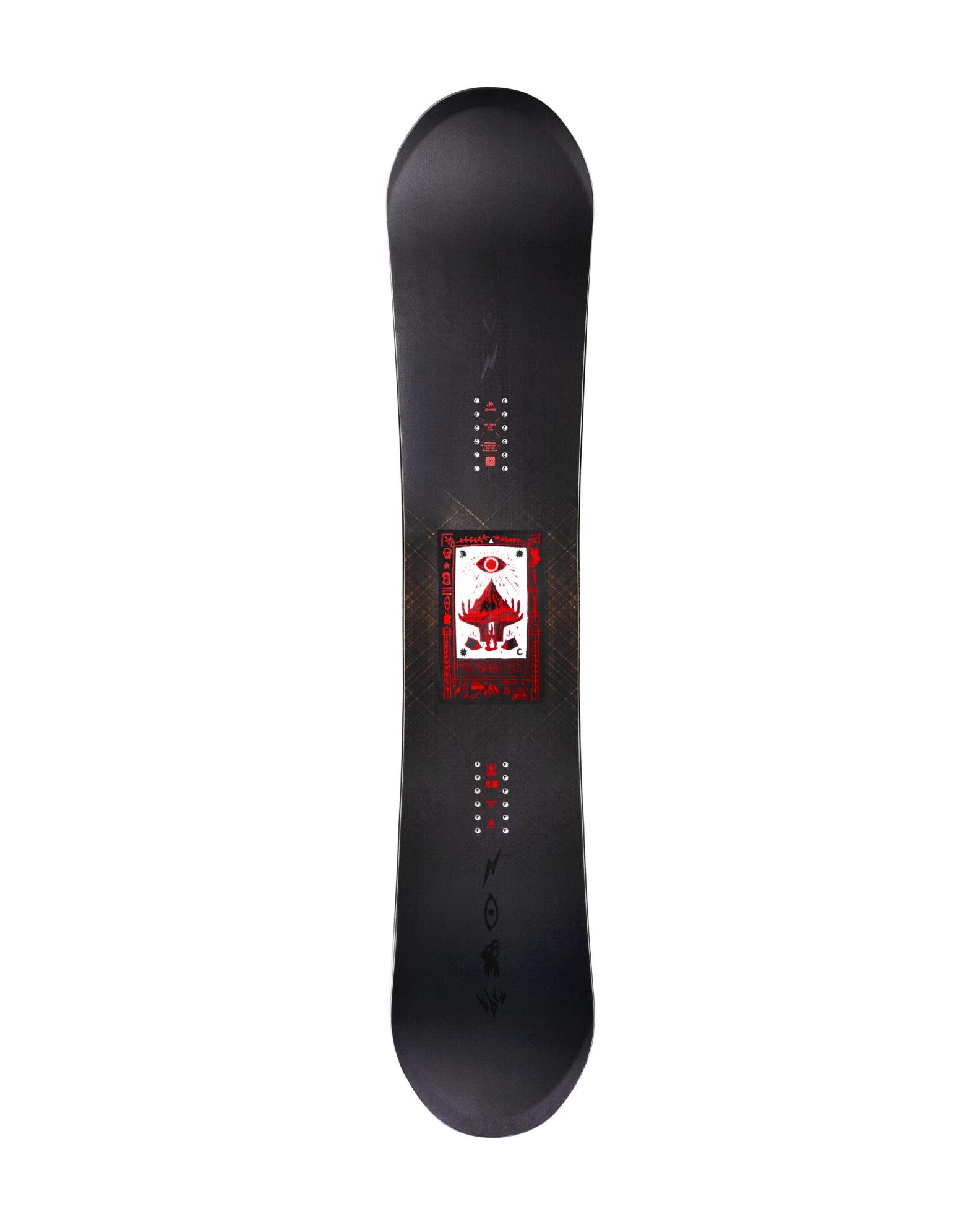 Jones Men's Tweaker Pro snowboard in snow, showing the top design and graphics of the 2027 model.