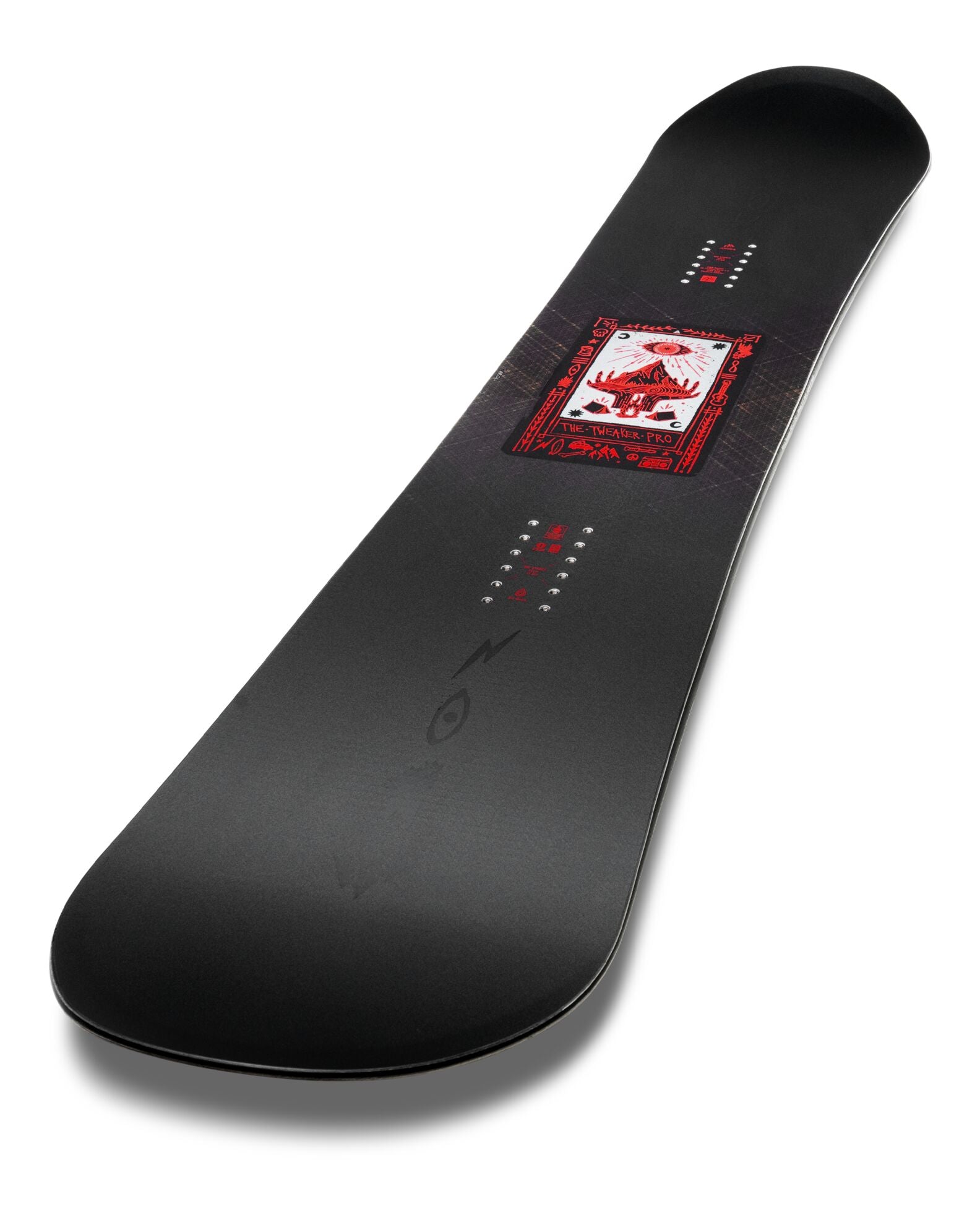 Jones Men's Tweaker Pro snowboard with a colorful topsheet, designed for versatile snowboarding performance and style.