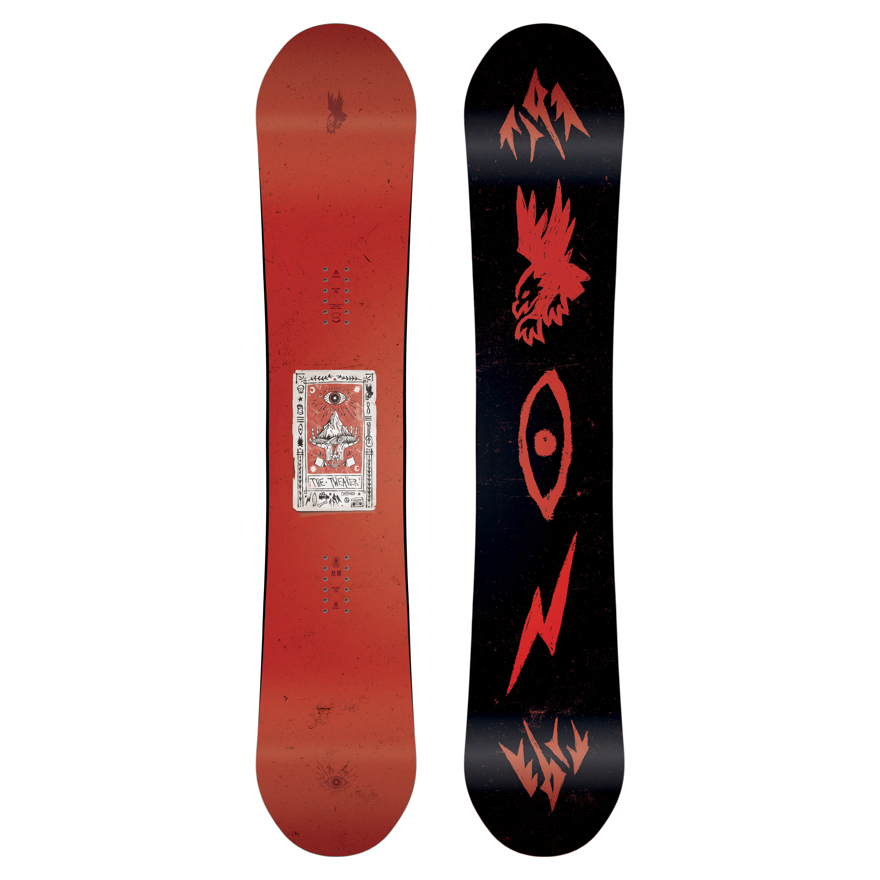 Jones Mens Tweaker 2 snowboard 2027, showcasing the versatile snowboard with a sleek design and durable construction for all-mountain riding.