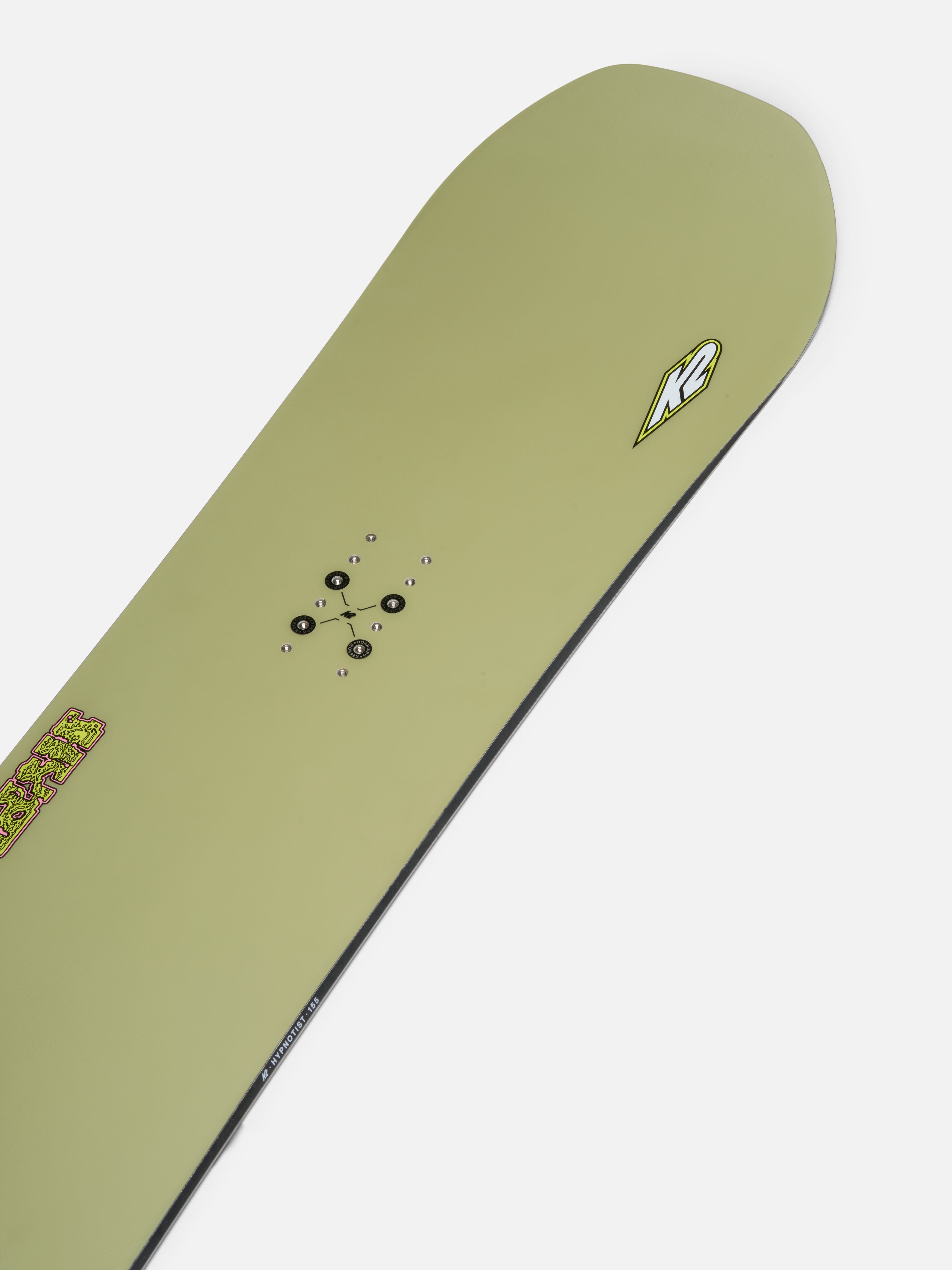 K2 Hypnotist snowboard for 2027 with a sleek topsheet design, ideal for snowboarding enthusiasts and all-mountain riding.