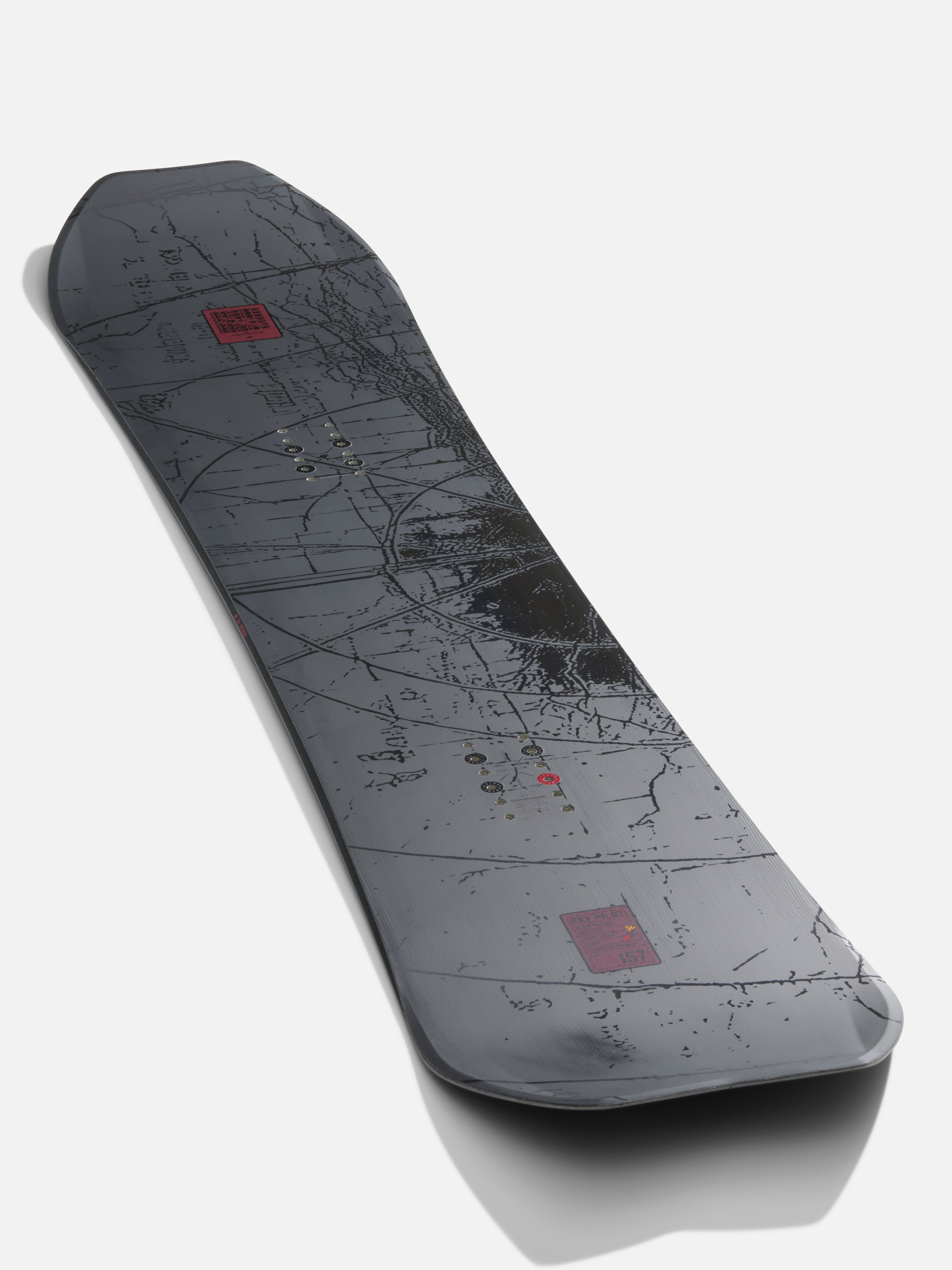 K2 Sky Pilot Snowboard 2027 with top sheet design, featuring a sleek snowboard with detailed graphics for winter snowboarding.