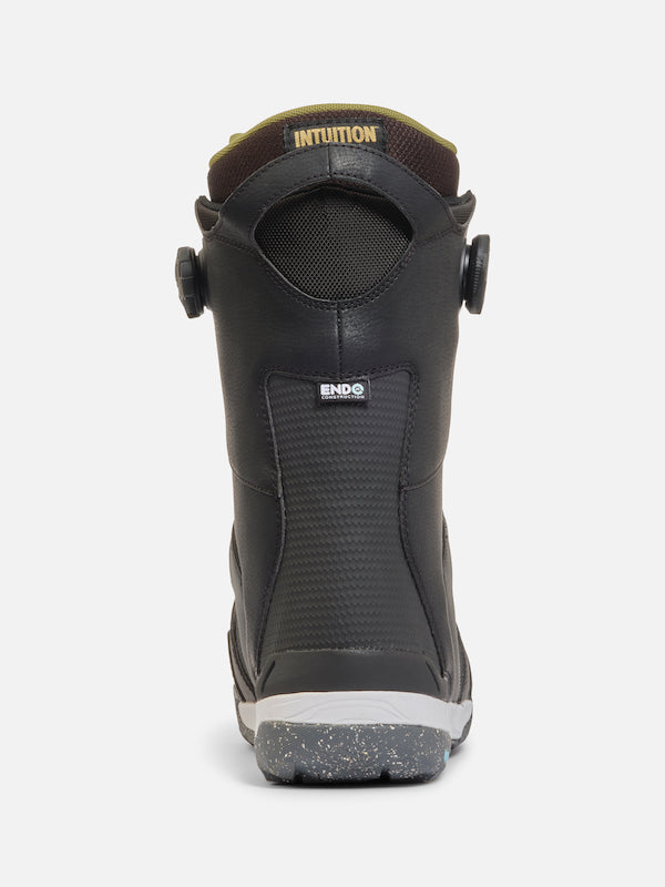 Black K2 Thraxis snowboard boots for 2025 with padded ankle support and durable lacing system, designed for snowboarding comfort.