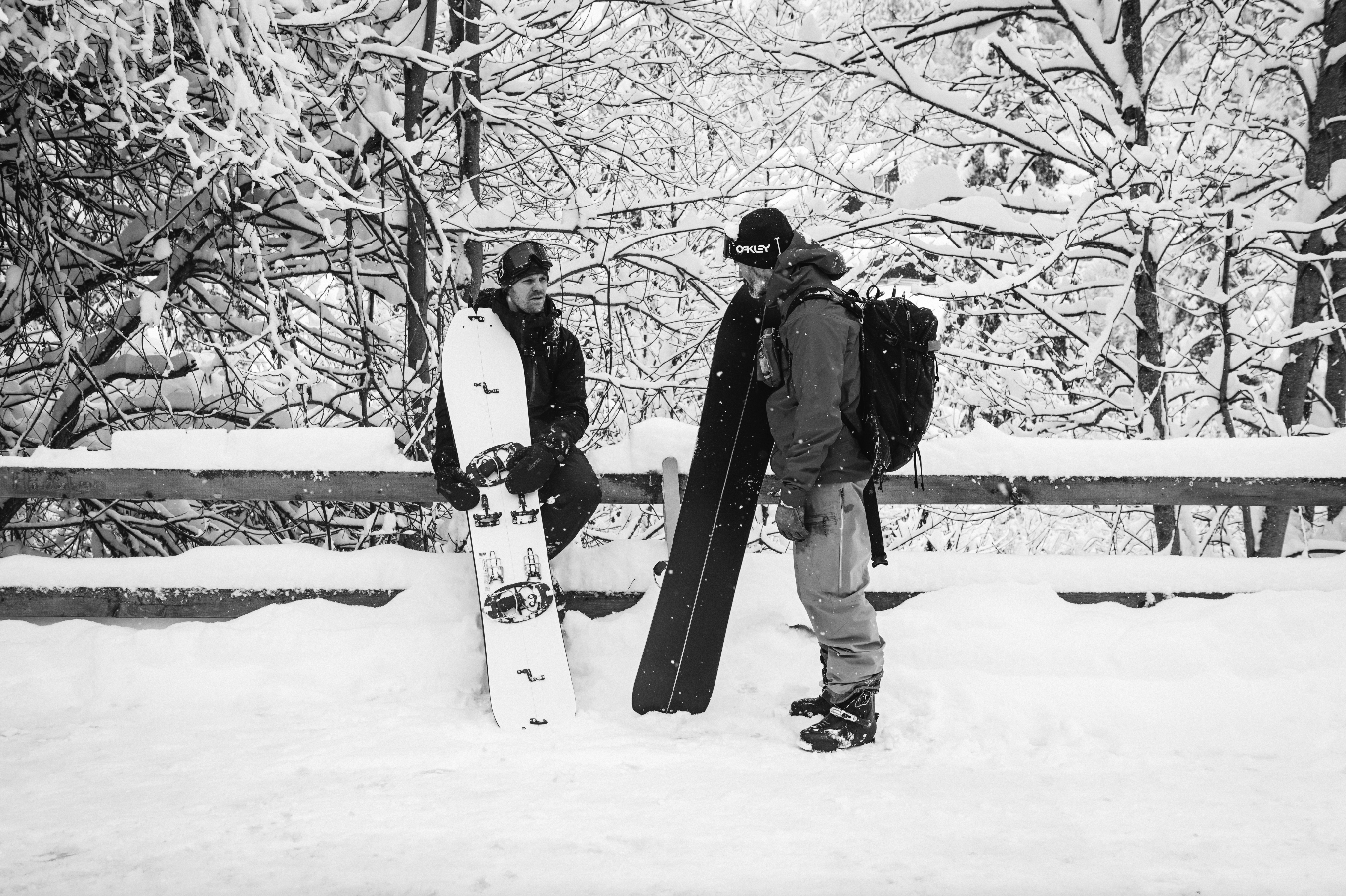 Korua Elevator Split Plus snowboard in a snowy landscape, showcasing its split design and durable construction for winter snowboarding.
