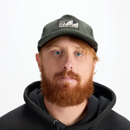 Airblaster Corduroy Cap 2027 in Resin shown from the front with corduroy construction, dark rope detail and Airblaster logo patch.