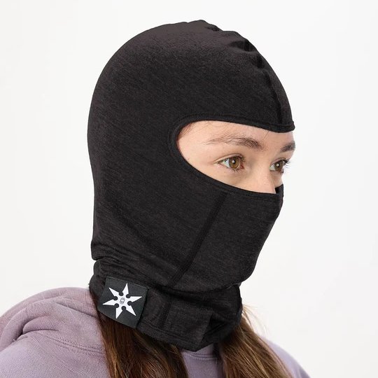 Airblaster Ninja Face 2027 in Black with form-fitting balaclava construction, face opening and full neck coverage.