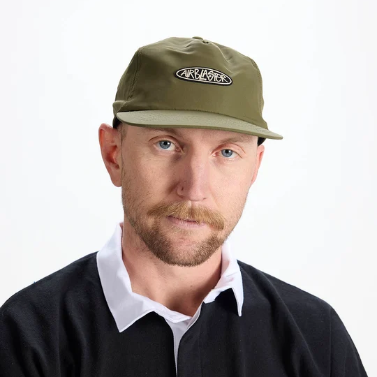 Airblaster Soft Top Cap 2027 in Olive shown from the front with relaxed unstructured crown, flat brim and Airblaster logo patch.