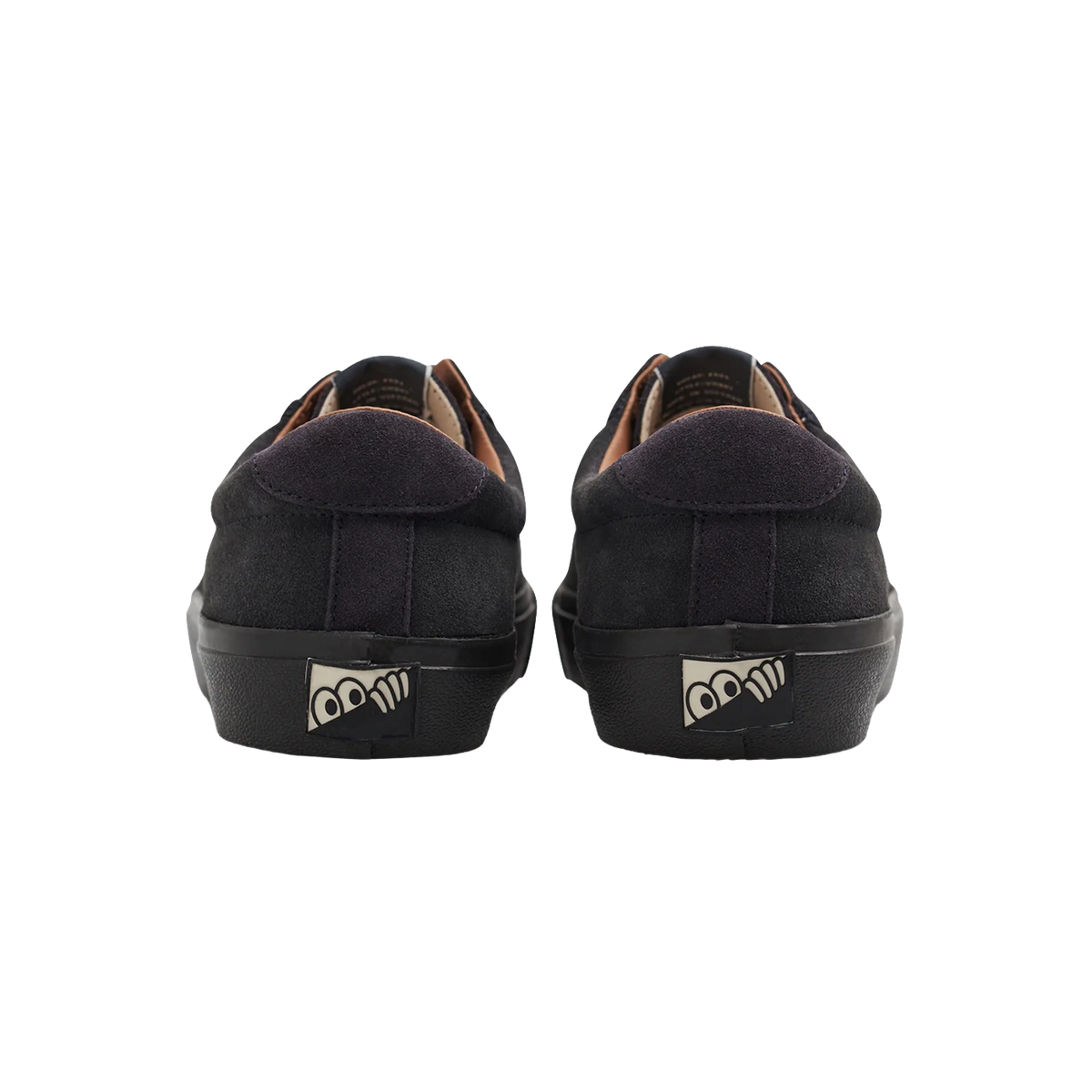 Rear view of the Last Resort AB VM001 Lo Suede skate shoe showing the suede heel, padded collar and black vulcanized sole.