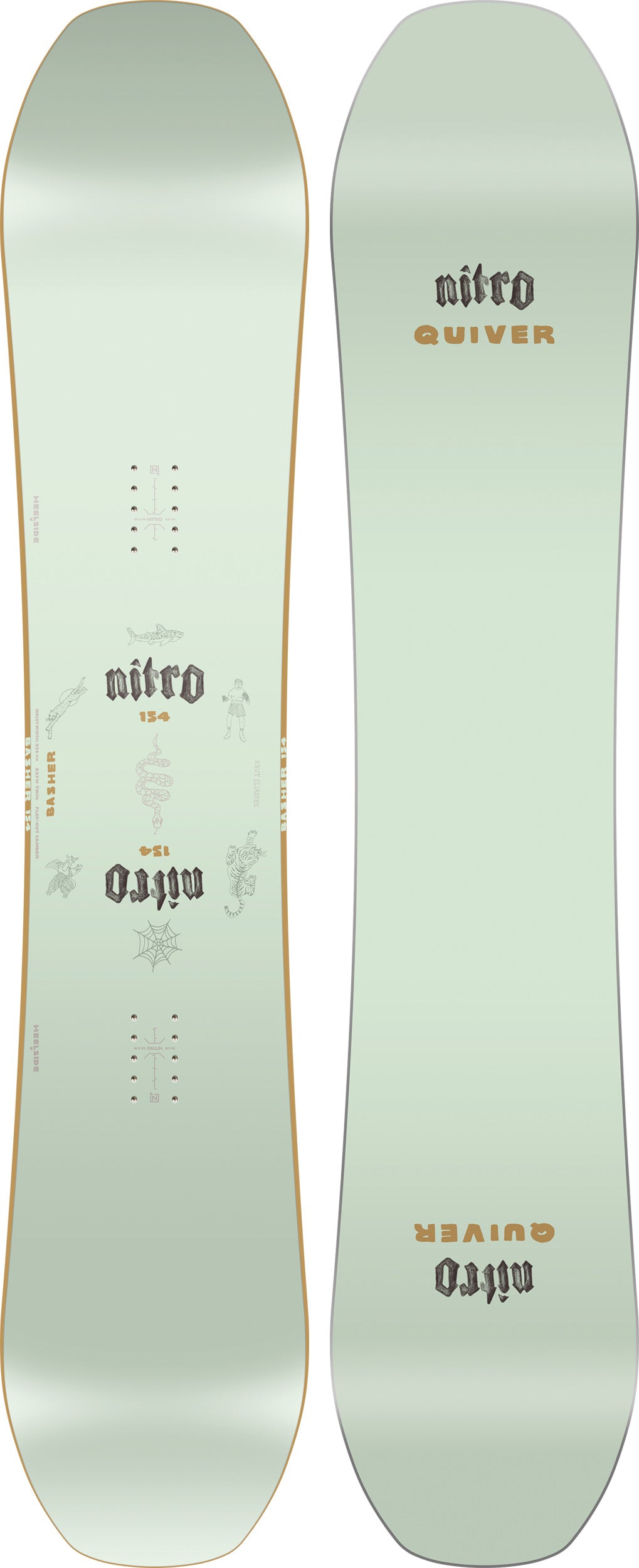 Nitro Basher Quiver Series 154 snowboard for snowboarding, featuring a colorful topsheet and durable base design.