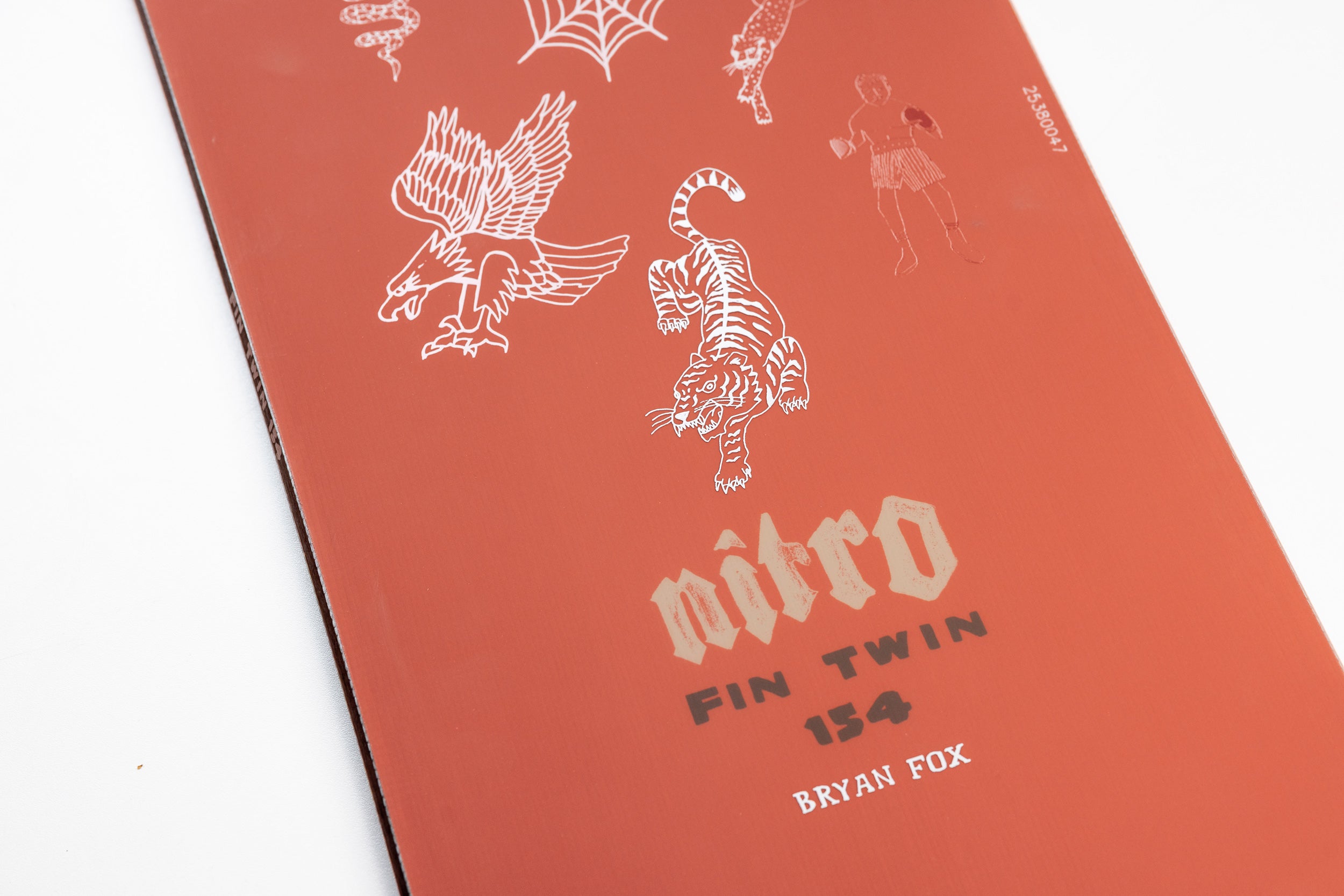 Nitro Fin Twin Quiver Series snowboard 2027 with bold branding and detailed artwork, designed for versatile snowboarding performance.